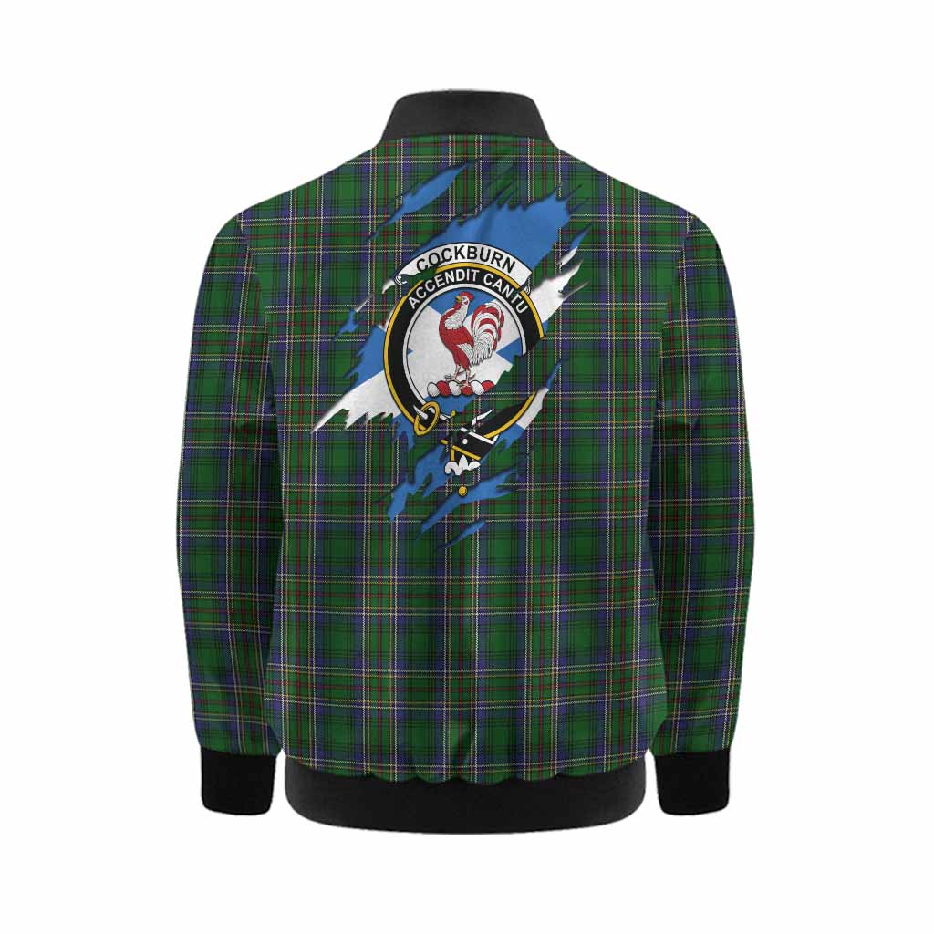 Cockburn Clan Crest In Me Tartan Kid Bomber Jacket Scotland Flag Style