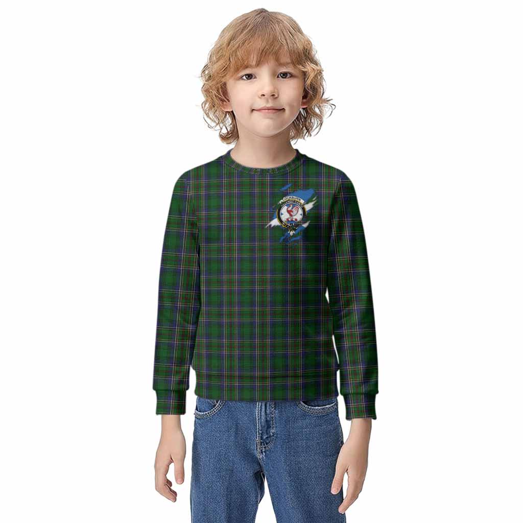 Cockburn Clan Crest In Me Tartan Kid Knitted Sweatshirt Scotland Flag Style