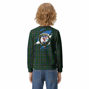 Cockburn Clan Crest In Me Tartan Kid Knitted Sweatshirt Scotland Flag Style