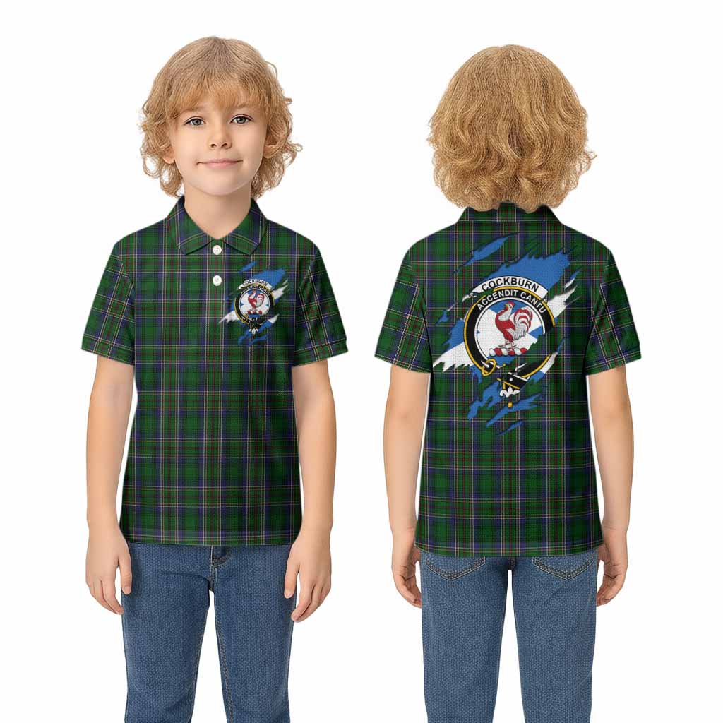 Cockburn Clan Crest In Me Tartan Kid Polo Shirt Scotland Flag Style