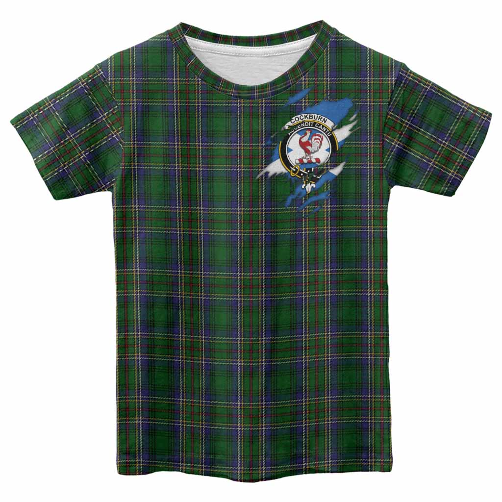 Cockburn Clan Crest In Me Tartan Kid T-shirt Scotland Flag Style