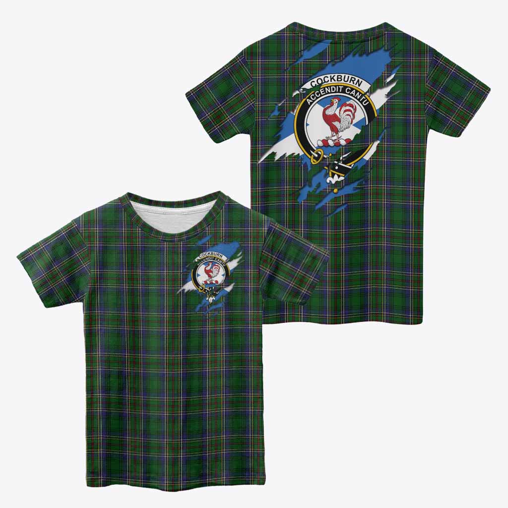 Cockburn Clan Crest In Me Tartan Kid T-shirt Scotland Flag Style
