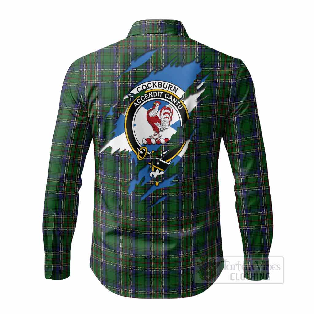 Cockburn Clan Crest In Me Tartan Long Sleeve Button Shirts Scotland Flag Style