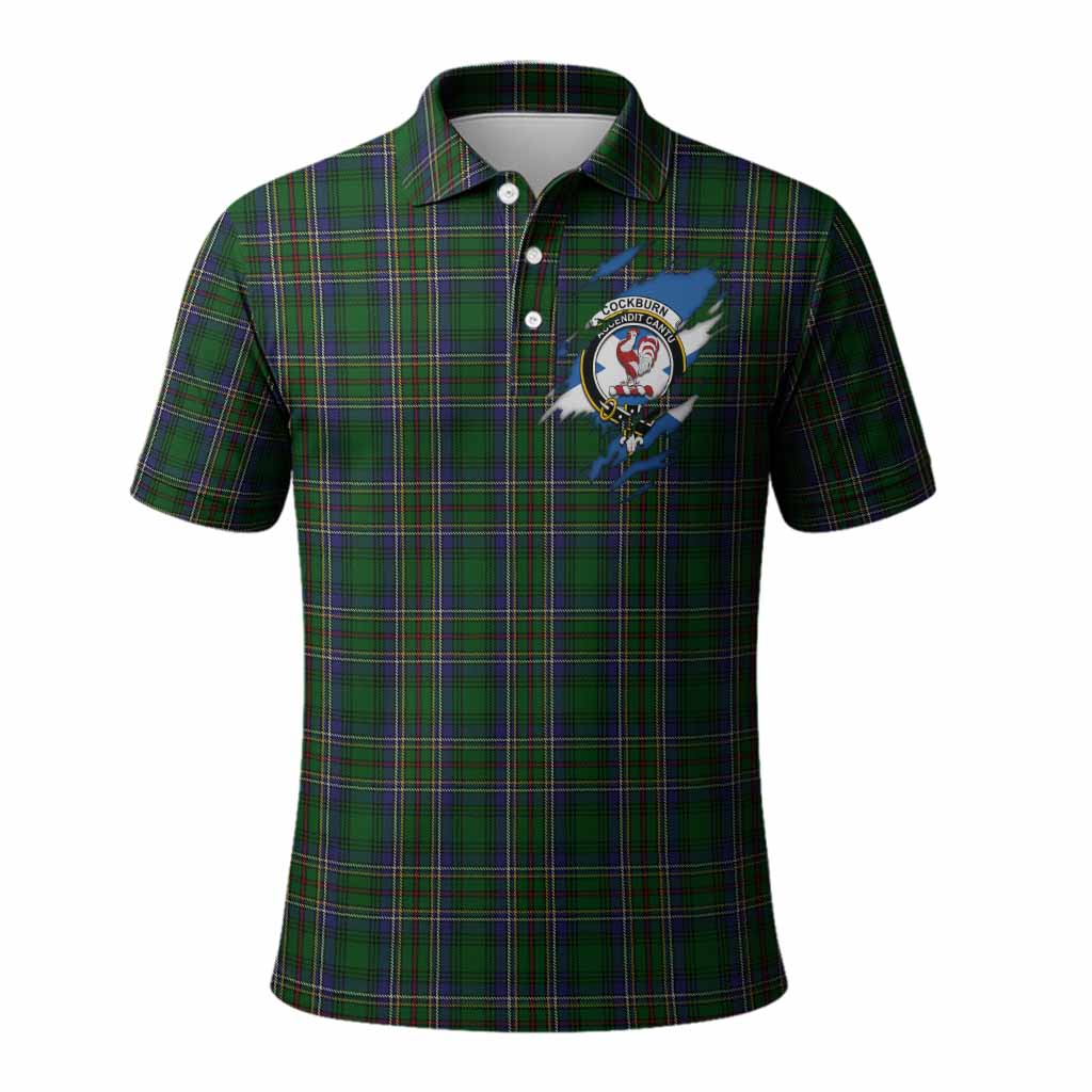 Cockburn Clan Crest In Me Tartan Polo Shirt Scotland Flag Style
