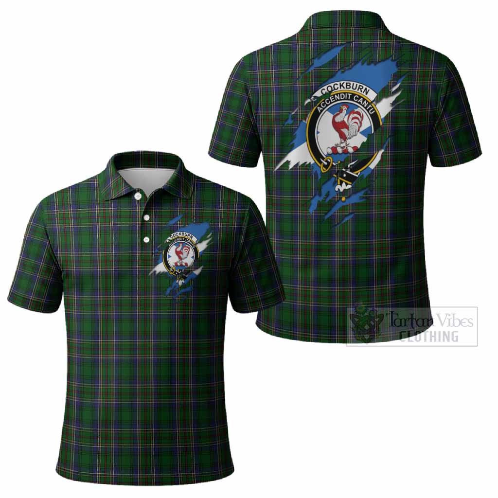 Cockburn Clan Crest In Me Tartan Polo Shirt Scotland Flag Style