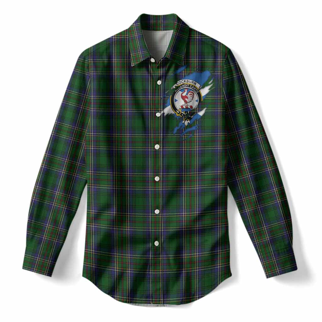 Cockburn Clan Crest In Me Tartan Women Casual Shirt Scotland Flag Style