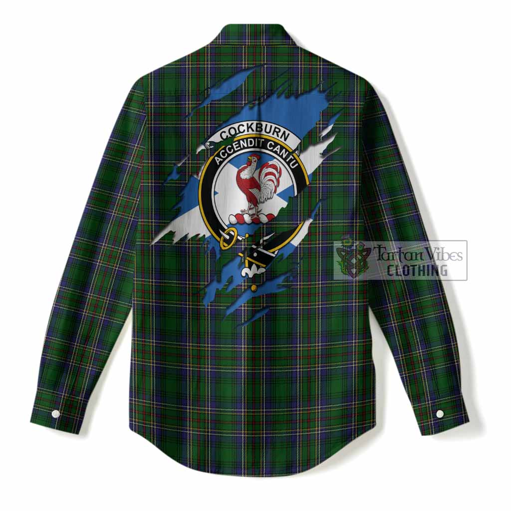 Cockburn Clan Crest In Me Tartan Women Casual Shirt Scotland Flag Style