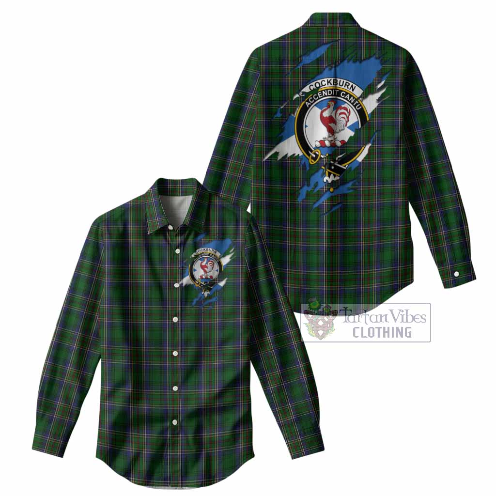 Cockburn Clan Crest In Me Tartan Women Casual Shirt Scotland Flag Style