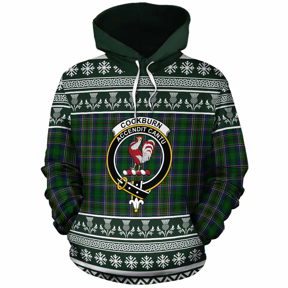 Cockburn Clan Tartan Christmas Cotton Hoodie with Family Crest - Tartan Vibes Clothing