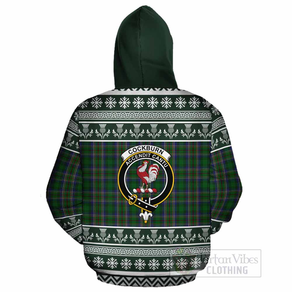 Cockburn Clan Tartan Christmas Cotton Hoodie with Family Crest - Tartan Vibes Clothing