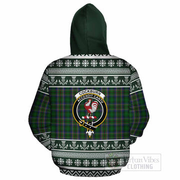 Cockburn Clan Tartan Christmas Cotton Hoodie with Family Crest