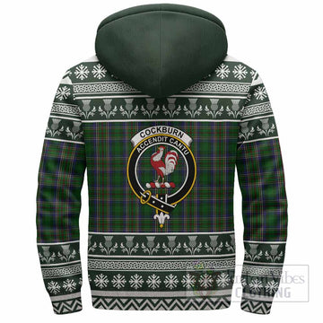 Cockburn Clan Tartan Christmas Fleece Hoodie with Family Crest