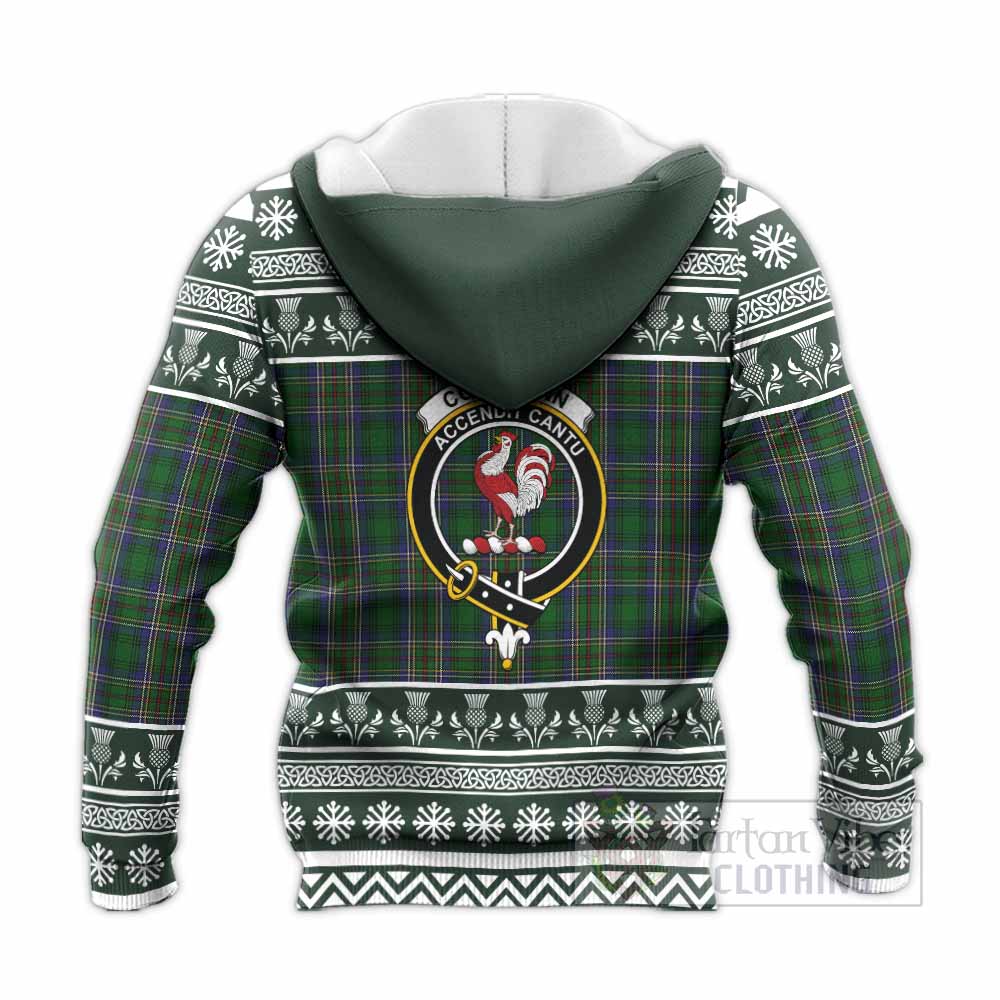 Cockburn Clan Tartan Christmas Knitted Hoodie with Family Crest - Tartan Vibes Clothing