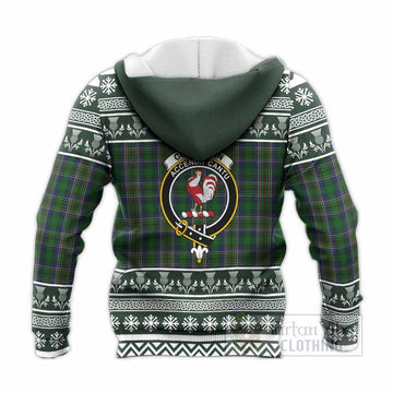 Cockburn Clan Tartan Christmas Knitted Hoodie with Family Crest