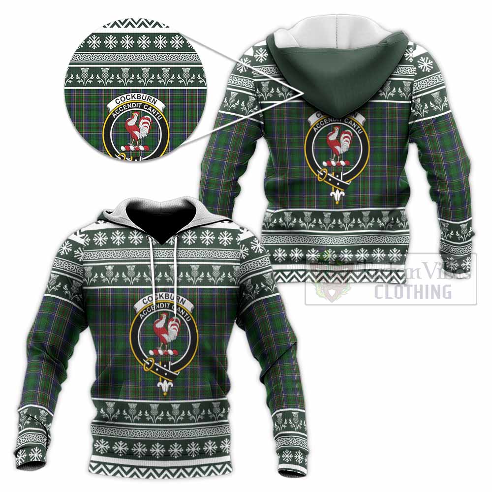 Cockburn Clan Tartan Christmas Knitted Hoodie with Family Crest - Tartan Vibes Clothing