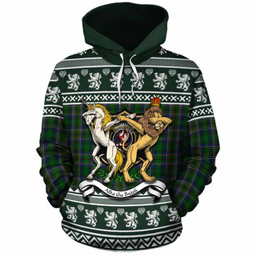 Cockburn Clan Tartan Crest Christmas Cotton Hoodie Coat of Arms Funny Style