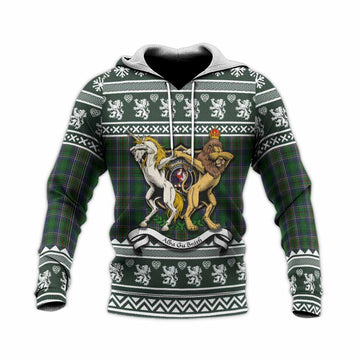 Cockburn Clan Tartan Crest Christmas Knitted Hoodie Coat of Arms Funny Style