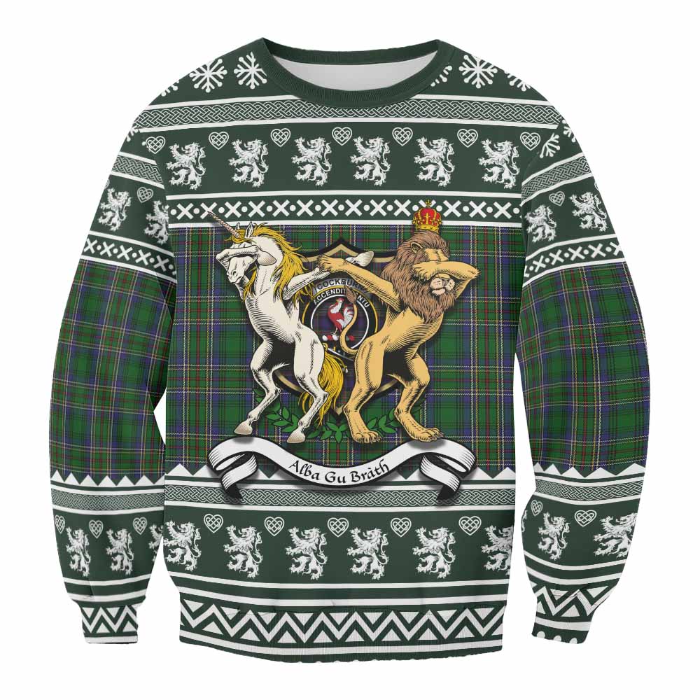 Cockburn Clan Tartan Crest Christmas Sweatshirt Coat of Arms Funny Style - Tartan Vibes Clothing