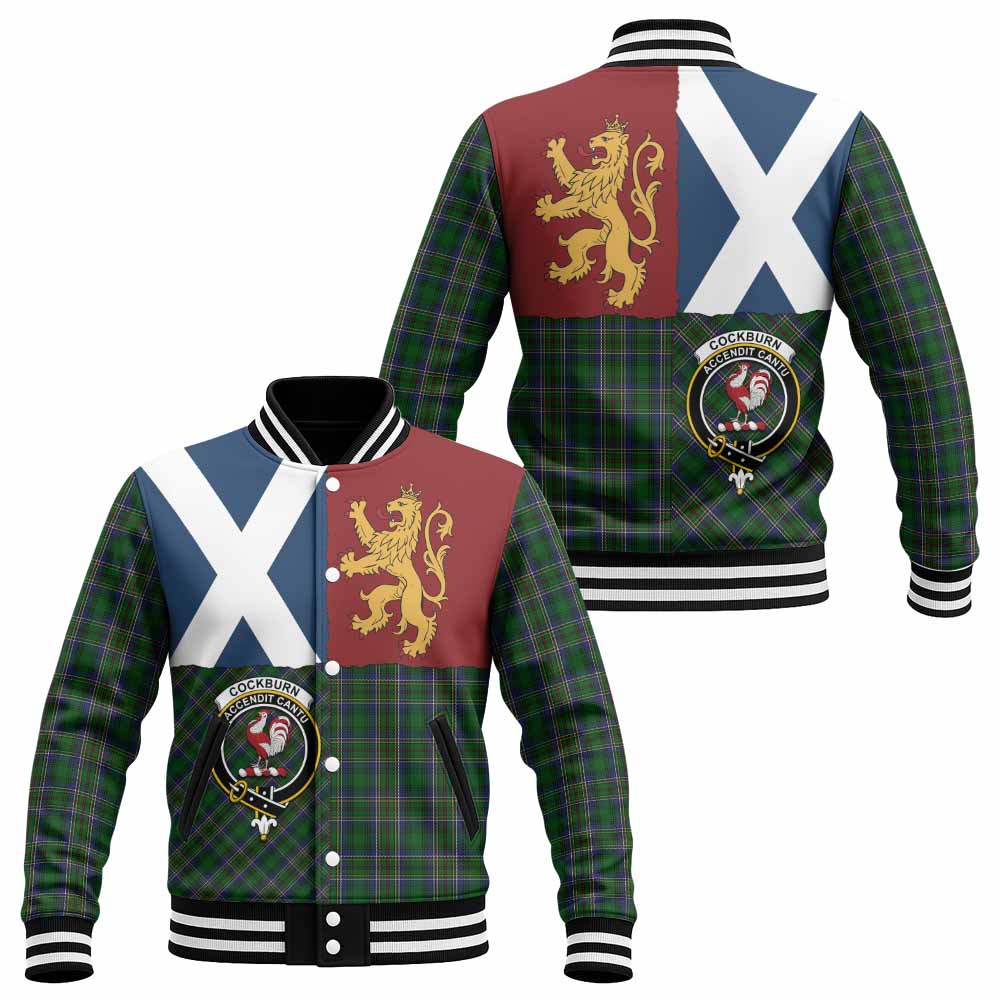 Cockburn Crest Tartan Baseball Jacket with Lion Rampant Saltire Style