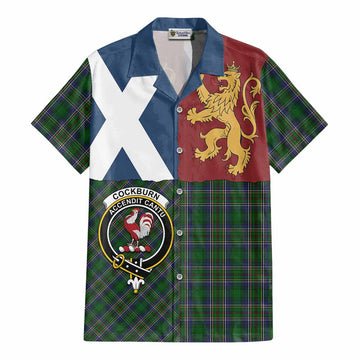 Cockburn Crest Tartan Cotton Hawaiian Shirt with Lion Rampant Saltire Style