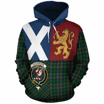 Cockburn Crest Tartan Cotton Hoodie with Lion Rampant Saltire Style