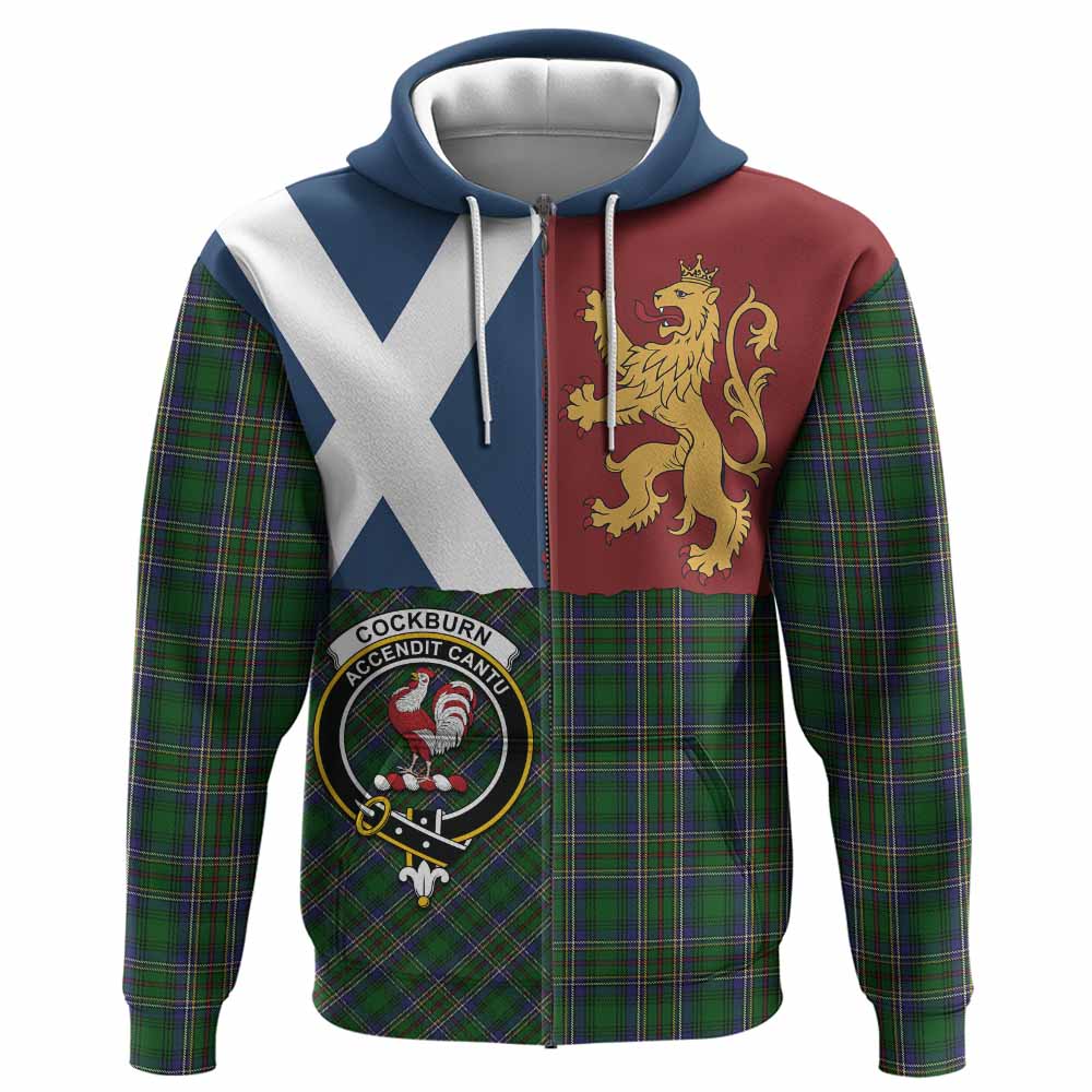 Cockburn Crest Tartan Hoodie with Lion Rampant Saltire Style