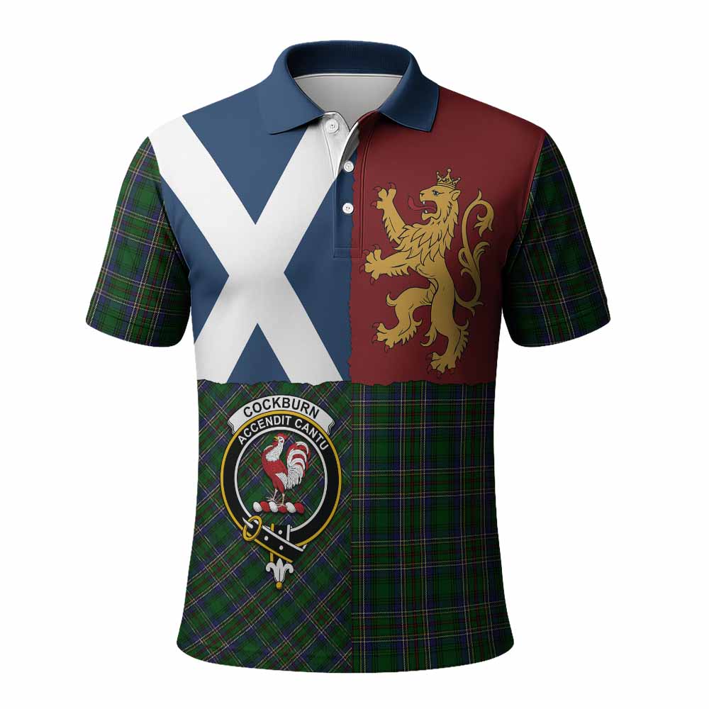 Cockburn Crest Tartan Polo Shirt with Lion Rampant Saltire Style