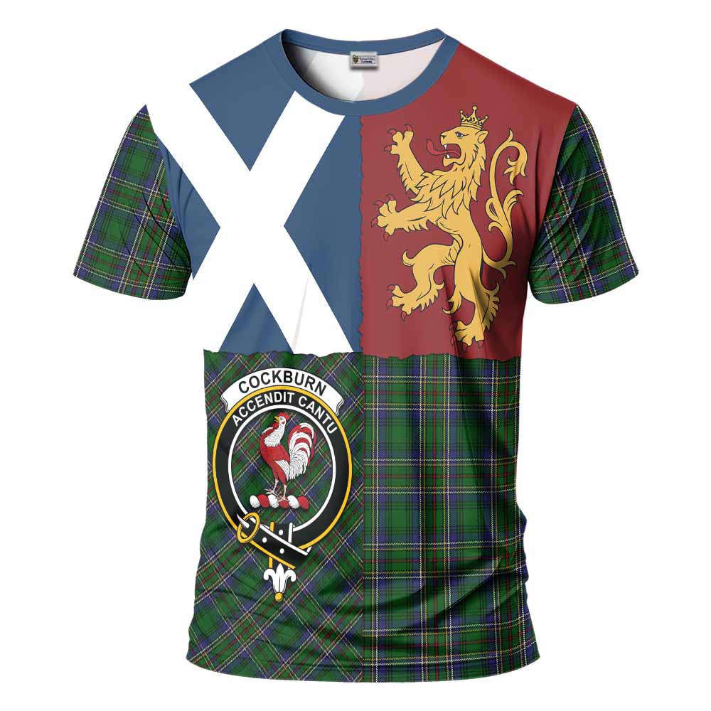 Cockburn Crest Tartan T-Shirt with Lion Rampant Saltire Style