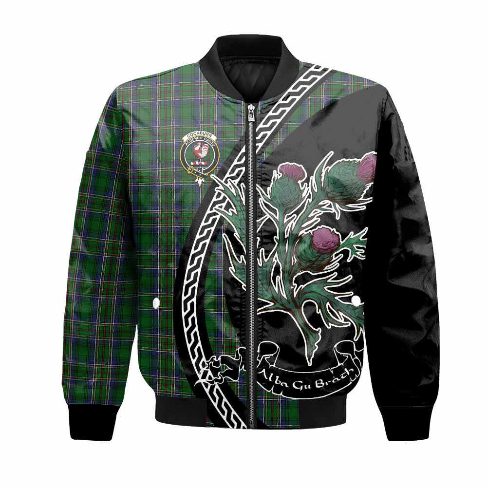 Cockburn Family Crest Tartan Bomber Jacket Alba Thistle Inspired - Tartan Vibes Clothing