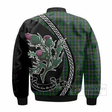 Cockburn Family Crest Tartan Bomber Jacket Alba Thistle Inspired