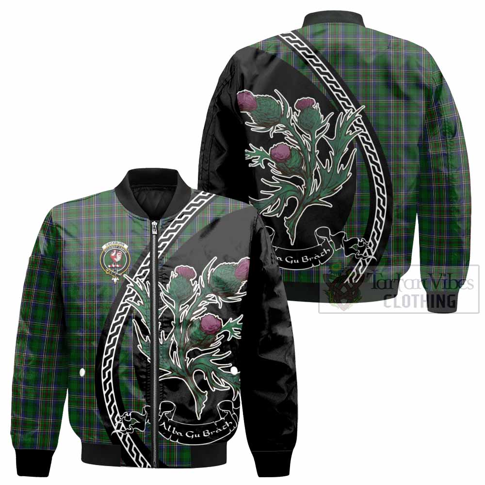 Cockburn Family Crest Tartan Bomber Jacket Alba Thistle Inspired - Tartan Vibes Clothing