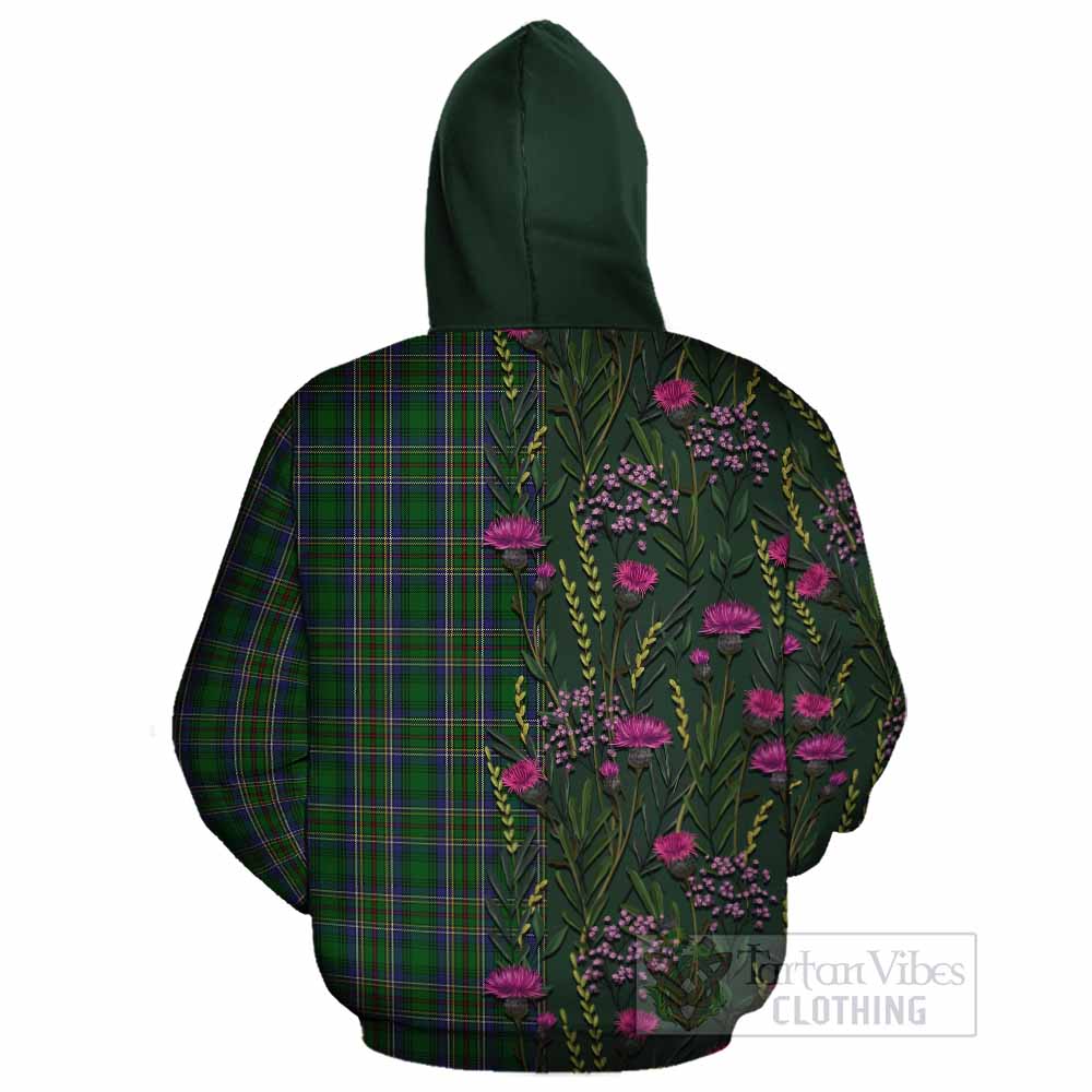Cockburn Family Crest Tartan Cotton Hoodie Scottish Thistle Flower Pattern Half Style - Tartan Vibes Clothing