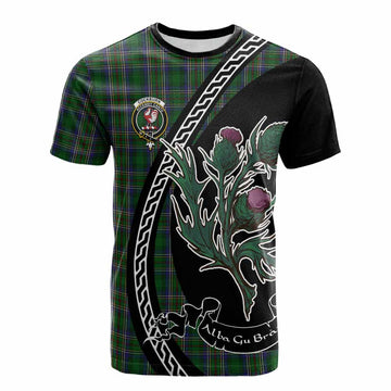 Cockburn Family Crest Tartan Cotton T-shirt Alba Thistle Inspired