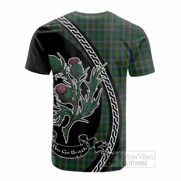 Cockburn Family Crest Tartan Cotton T-shirt Alba Thistle Inspired