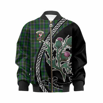Cockburn Family Crest Tartan Kid Bomber Jacket Alba Thistle Inspired - Tartan Vibes Clothing