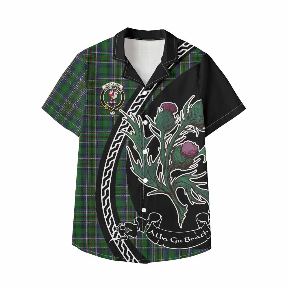Cockburn Family Crest Tartan Kid Hawaiian Shirt Alba Thistle Inspired - Tartan Vibes Clothing