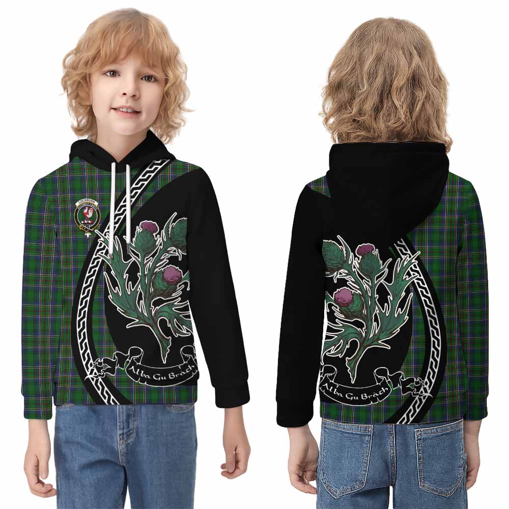 Cockburn Family Crest Tartan Kid Hoodie Alba Thistle Inspired - Tartan Vibes Clothing