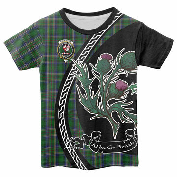 Cockburn Family Crest Tartan Kid T-shirt Alba Thistle Inspired - Tartan Vibes Clothing