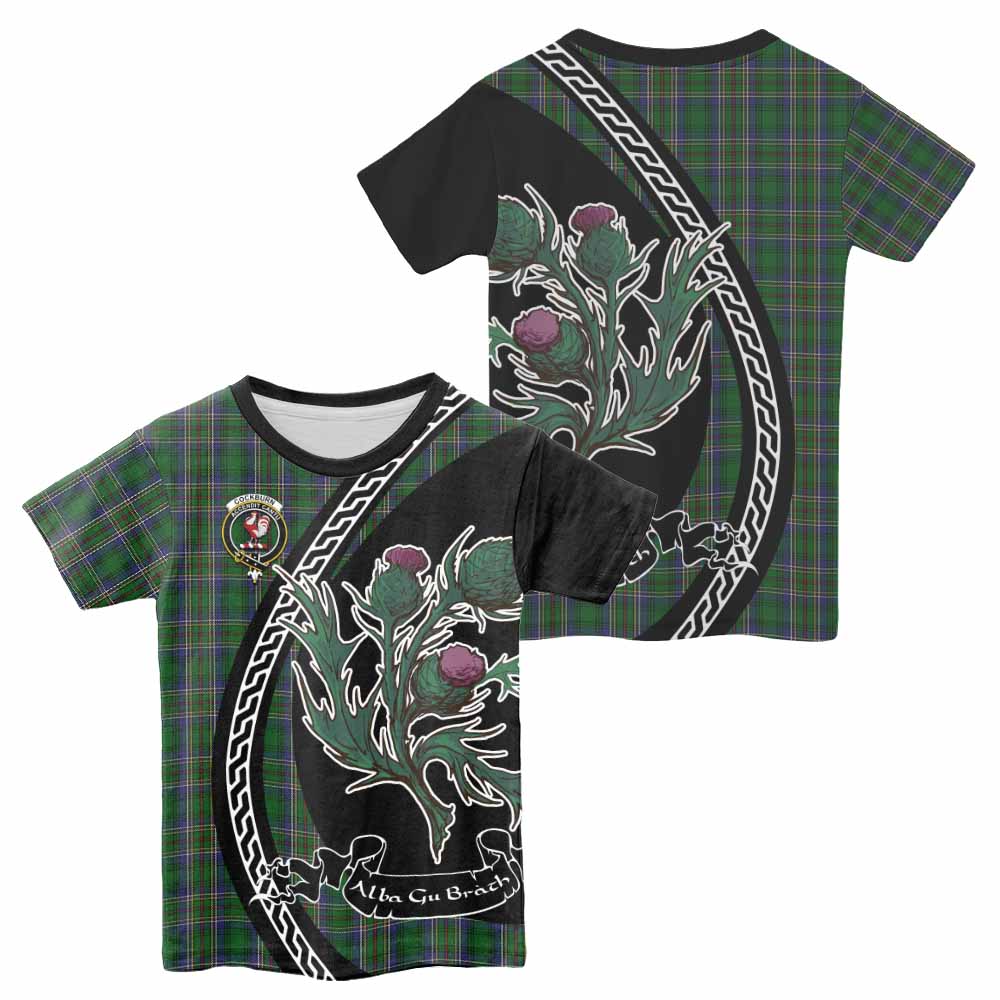 Cockburn Family Crest Tartan Kid T-shirt Alba Thistle Inspired - Tartan Vibes Clothing