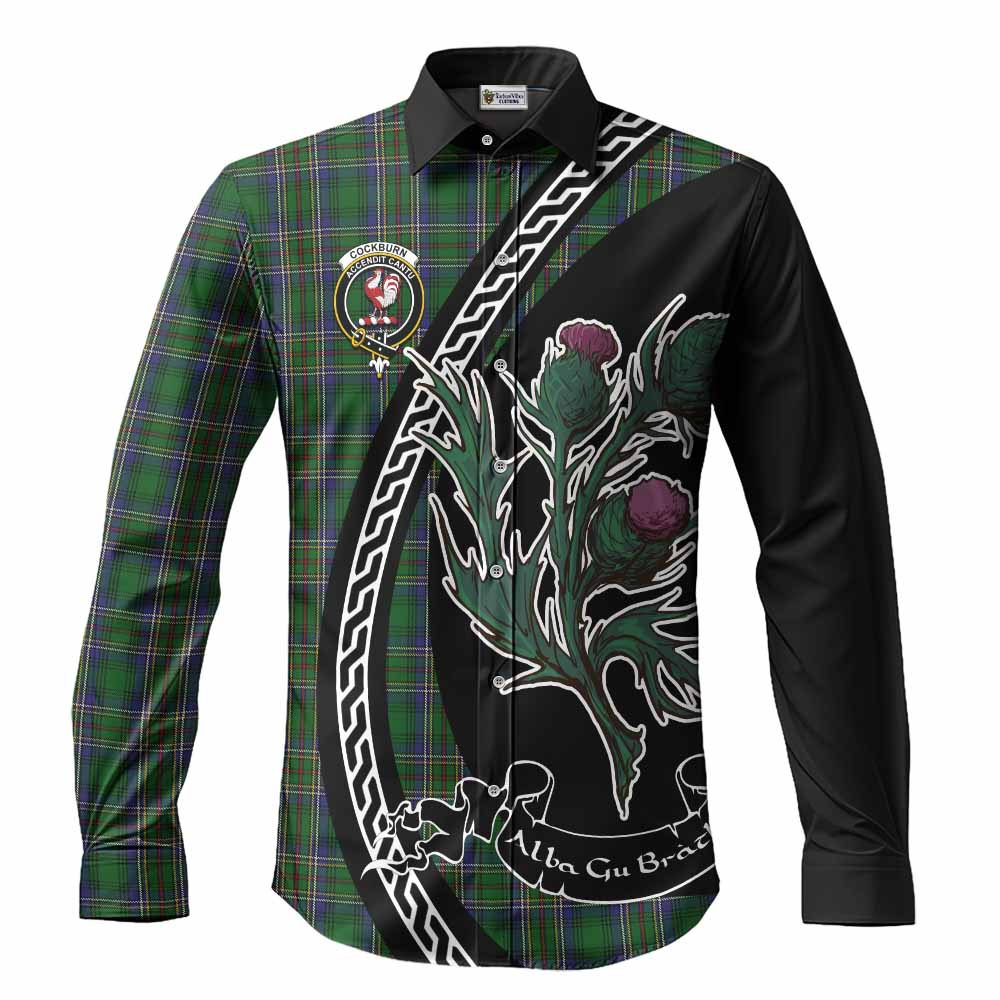 Cockburn Family Crest Tartan Long Sleeve Button Shirts Alba Thistle Inspired - Tartan Vibes Clothing