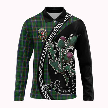 Cockburn Family Crest Tartan Long Sleeve Polo Shirt Alba Thistle Inspired