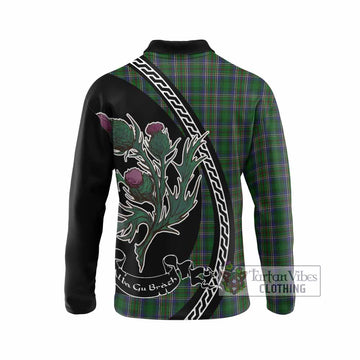 Cockburn Family Crest Tartan Long Sleeve Polo Shirt Alba Thistle Inspired
