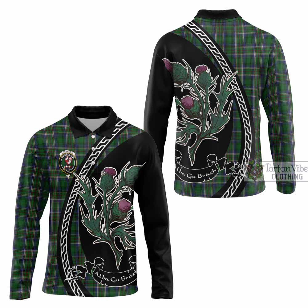 Cockburn Family Crest Tartan Long Sleeve Polo Shirt Alba Thistle Inspired - Tartan Vibes Clothing