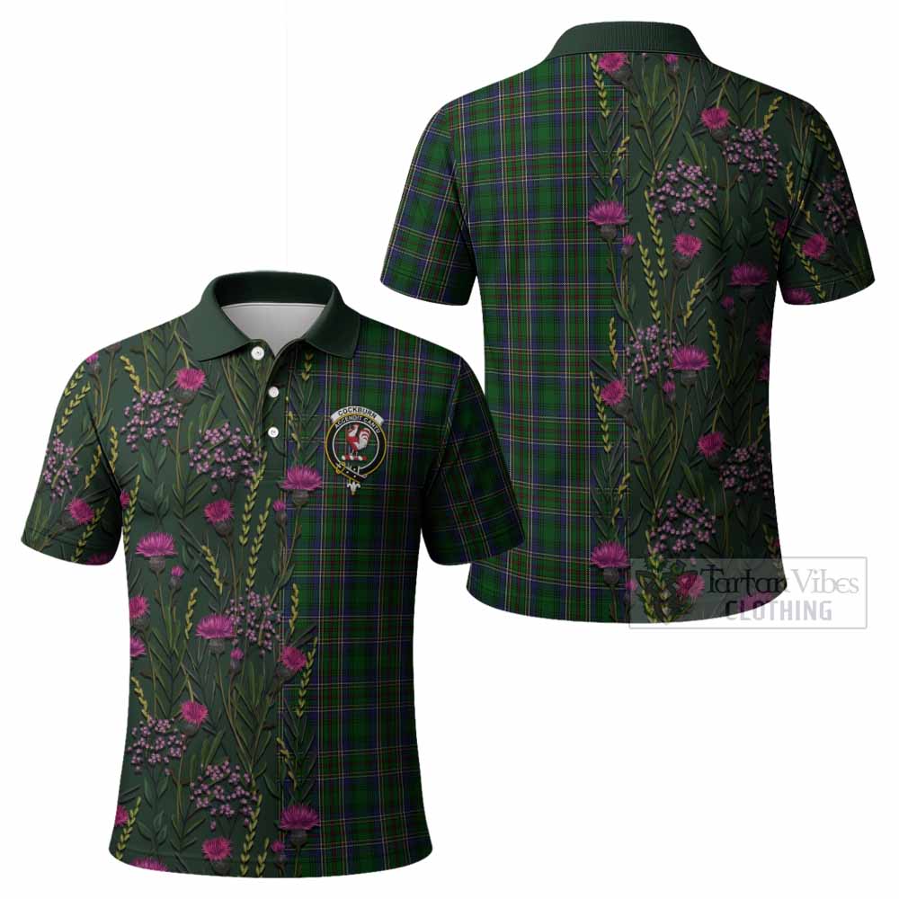 Cockburn Family Crest Tartan Polo Shirt Scottish Thistle Flower Pattern Half Style - Tartan Vibes Clothing