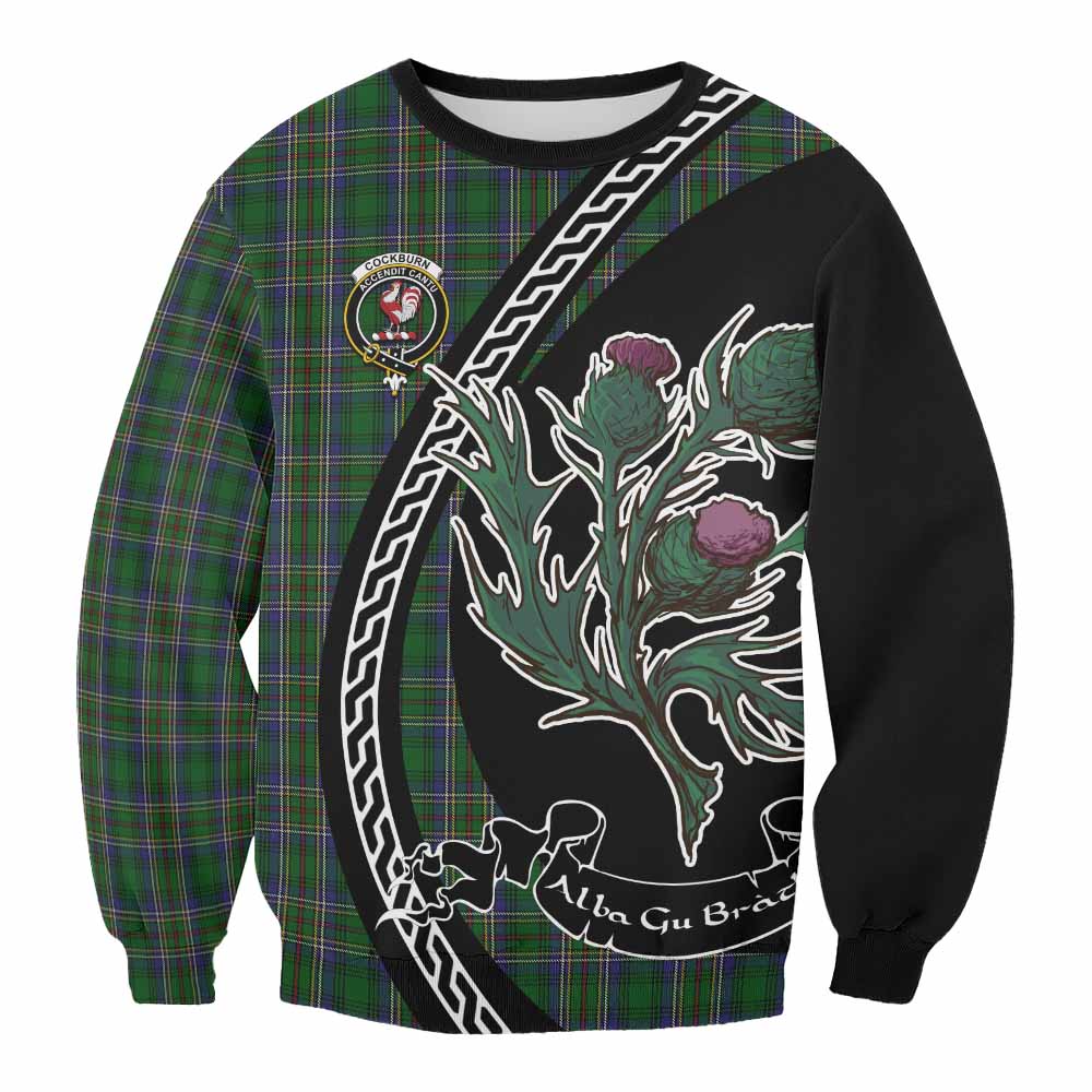 Cockburn Family Crest Tartan Sweatshirt Alba Thistle Inspired - Tartan Vibes Clothing