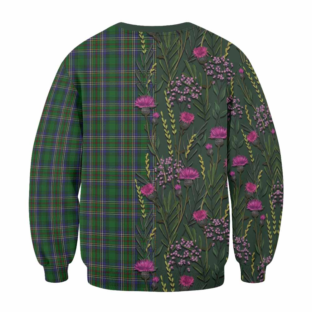 Cockburn Family Crest Tartan Sweatshirt Scottish Thistle Flower Pattern Half Style - Tartan Vibes Clothing