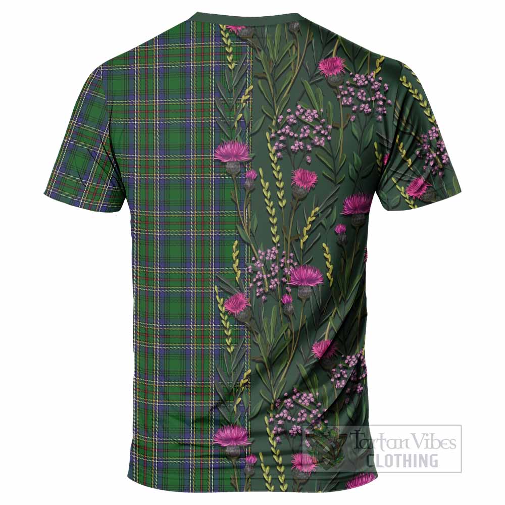 Cockburn Family Crest Tartan T-Shirt Scottish Thistle Flower Pattern Half Style - Tartan Vibes Clothing