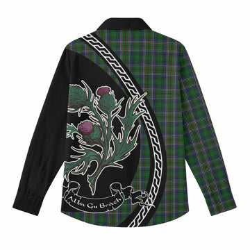 Cockburn Family Crest Tartan Women Casual Shirt Alba Thistle Inspired - Tartan Vibes Clothing