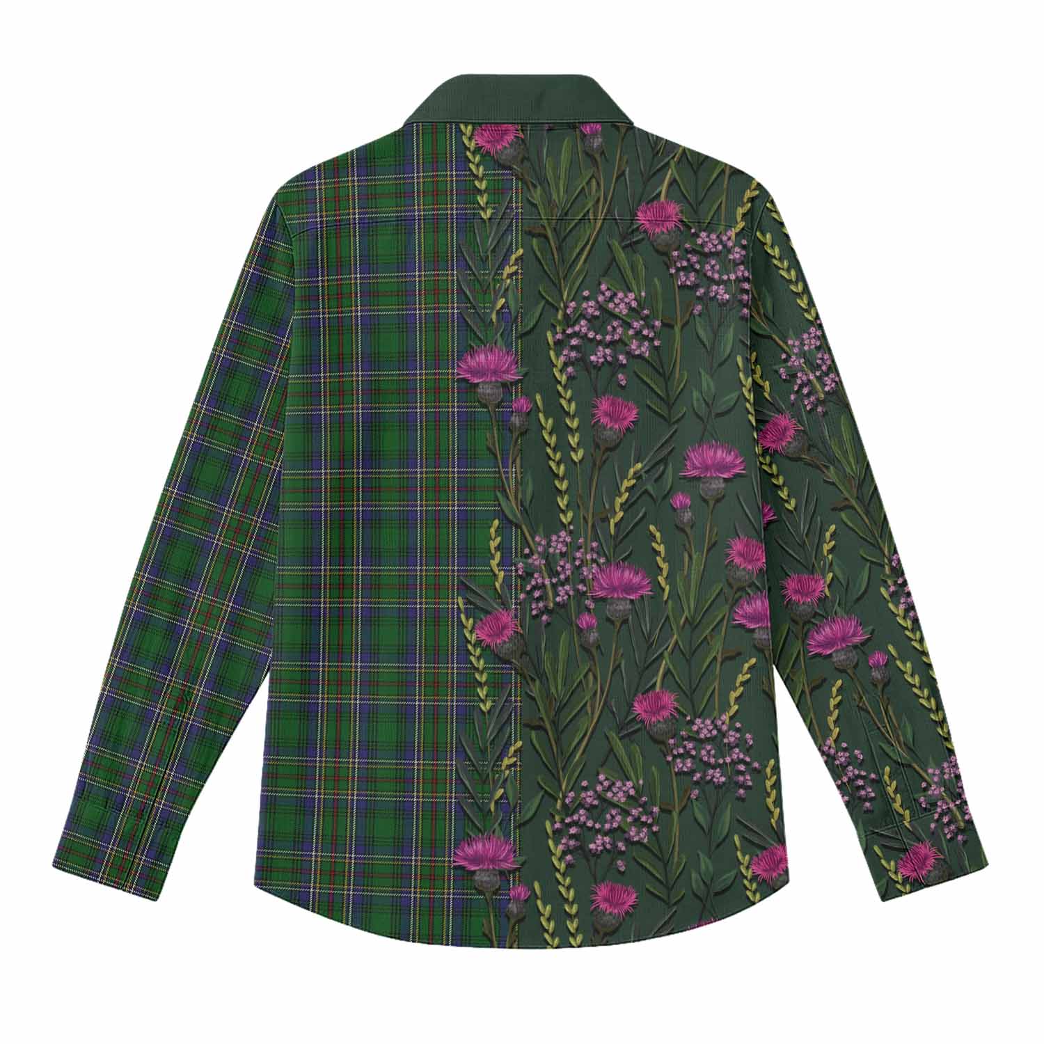 Cockburn Family Crest Tartan Women Casual Shirt Scottish Thistle Flower Pattern Half Style - Tartan Vibes Clothing
