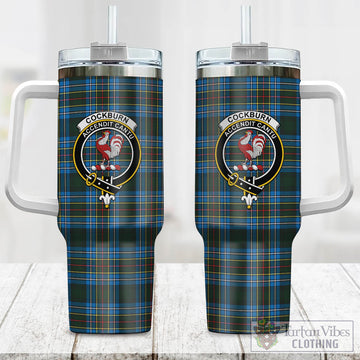 Cockburn Modern Tartan and Family Crest Tumbler with Handle